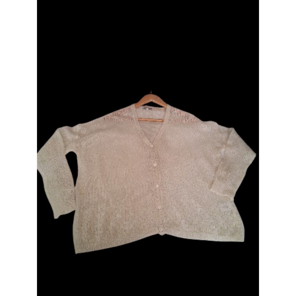 Suncoo Paris Gabryel Off White V Neck Cardigan Wool Blend Mohair Preppy Sz T2